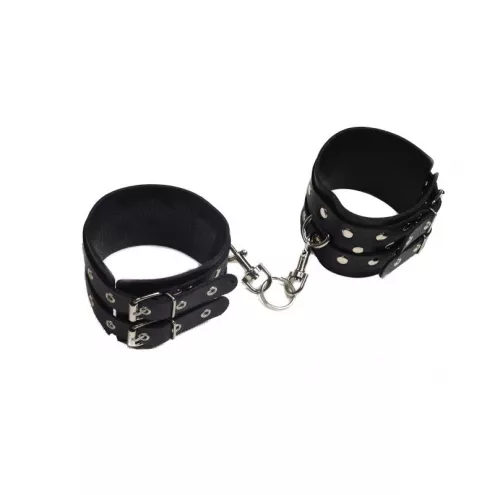 Кайдани на щиколотки Leather Double Fix Leg Cuffs Black