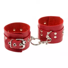Наручники Leather Restraints Hand Cuffs Red - 1