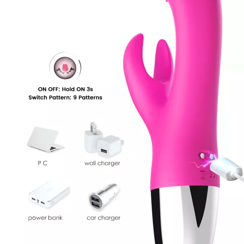 Вібратор з подвійною стимуляцією Rabbit pink