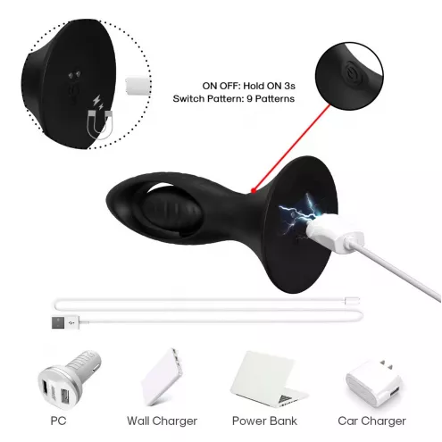 Анальный стимулятор Watchman Black, 9 vibration functions
