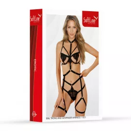 Комплект белья - Set bra, thong and suspender harness 11031, black S - 2