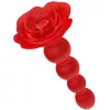 Анальная красная вибро пробка Rose rotating anal beads