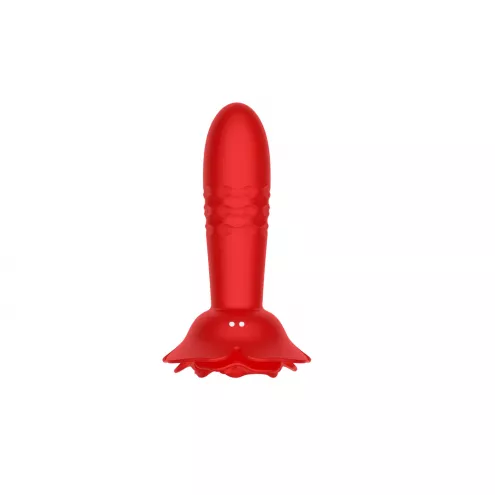 Анальная красная вибро пробка Rose rotating anal plug