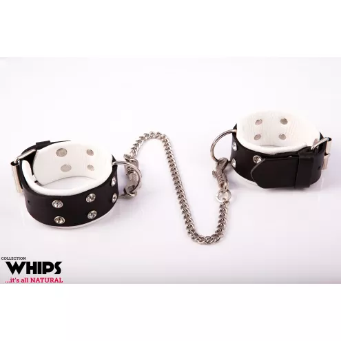 Наручники на ноги Whips Collection, біло-чорні