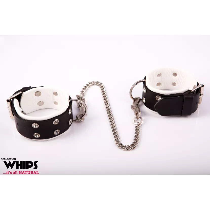 Наручники на ноги Whips Collection, біло-чорні
