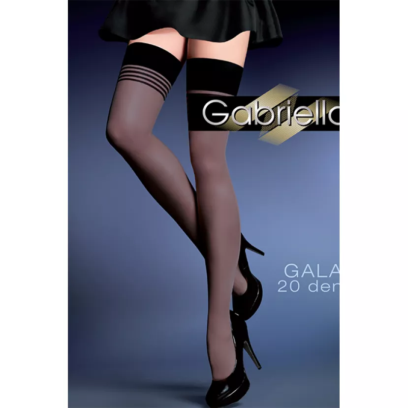 Чулки Gabriella Gala 20 den с самоудерживающимся кружевом (9 см (Черный, 3/4)