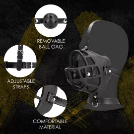 Маска-намордник з кляпом - Ouch! Xtreme Muzzle with Removable Ball Gag - 3