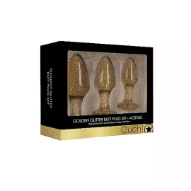 Набор анальных пробок – Ouch! Acrylic Golden Glitter Butt Plug Set - 4