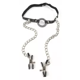 O-Ring Gag with Nipple Clamps - 3