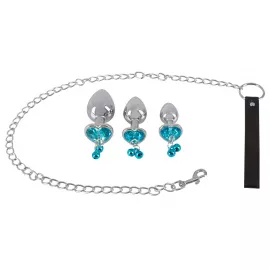 Набор анальных пробок и поводок - Butt Plug Set with a Leash - 4