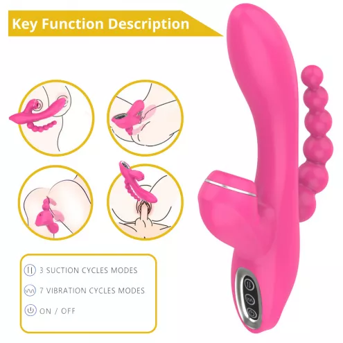 Вібратор - Erospace Sweet Play Sucking Vibrator With Anal Beads A3