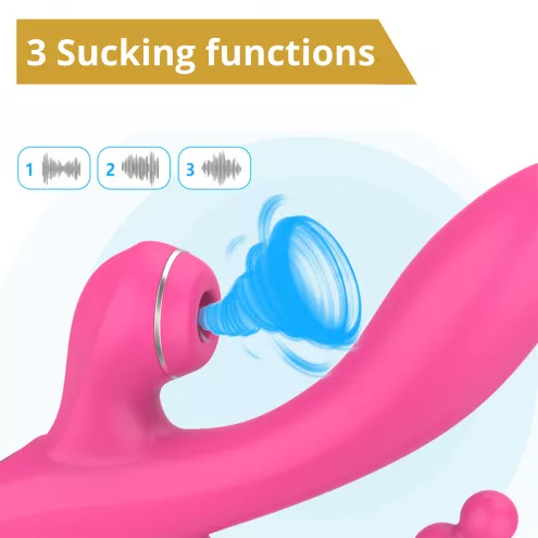 Вібратор - Erospace Sweet Play Sucking Vibrator With Anal Beads A3