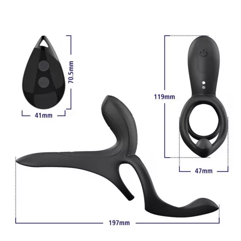Вибрационное кольцо - Erospace Men's Play Vibrating Cock Ring With Clitoral Taint Stimulation B11