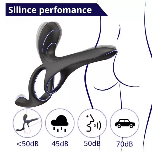 Вибрационное кольцо - Erospace Men's Play Vibrating Cock Ring With Clitoral Taint Stimulation B11