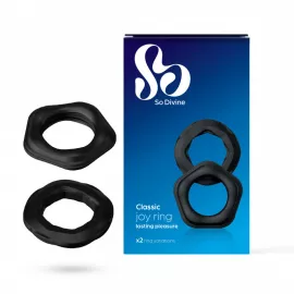 Набор эрекционных колец Joy Rings цвет: черный So Divine (Великобритания) - 2