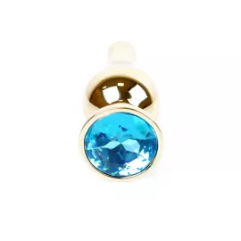 Анальна пробка – Jewellery Gold Long Plug Light Blue - 8