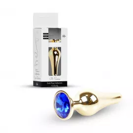 Анальна пробка – Jewellery Gold Long Plug Dark Blue - 1
