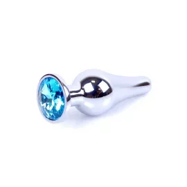 Анальна пробка – Jewellery Silver Long Plug Light Blue - 6