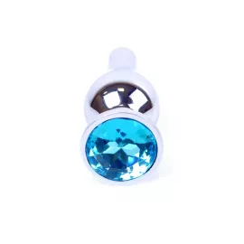 Анальна пробка – Jewellery Silver Long Plug Light Blue - 7