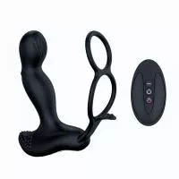 Масажер простати Wibrator-Silicone Massager 7 Function and Heating Function, Black