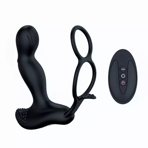 Масажер простати Wibrator-Silicone Massager 7 Function and Heating Function, Black