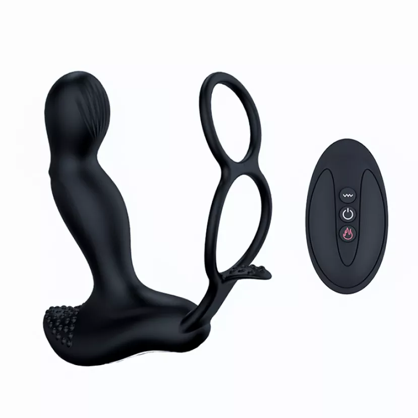 Масажер простати Wibrator-Silicone Massager 7 Function and Heating Function, Black