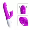 Вибратор для двойной стимуляции Silicon, Vibrator 7 Function and Heating Mode, PURPLE