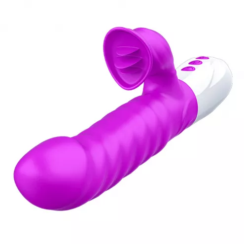 Вибратор для двойной стимуляции Silicon, Vibrator 7 Function and Heating Mode, PURPLE