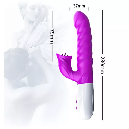 Вибратор для двойной стимуляции Silicon, Vibrator 7 Function and Heating Mode, PURPLE