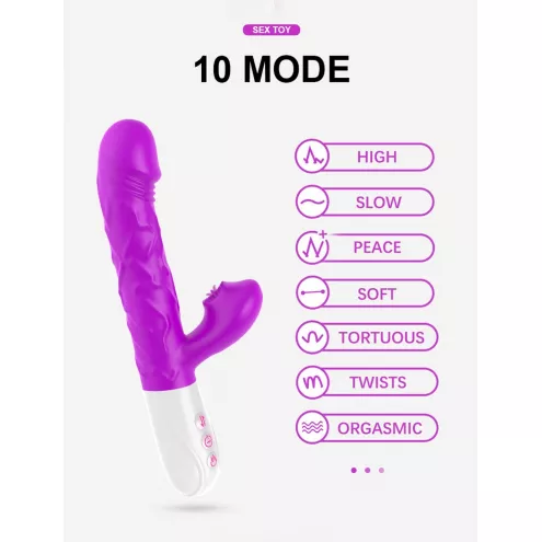 Вибромассажер SiliconeTongue Vibrator, USB 10 Function