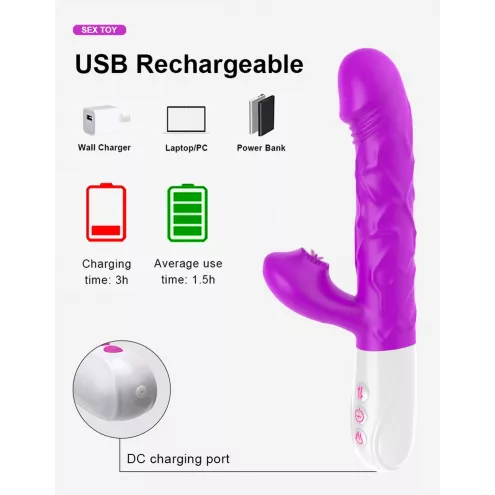 Вибромассажер SiliconeTongue Vibrator, USB 10 Function