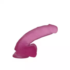 Фаллоимитатор с мошонкой - Jelly Studs Crystal Dildo Medium 7 Pink - 4
