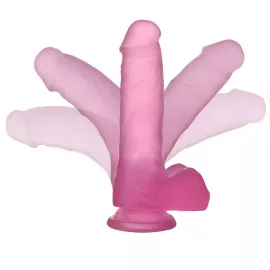 Фаллоимитатор с мошонкой - Jelly Studs Crystal Dildo Medium 7 Pink - 7