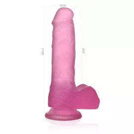 Фаллоимитатор с мошонкой - Jelly Studs Crystal Dildo Medium 7 Pink - 8