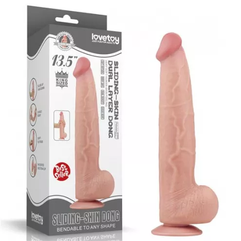 Фаллоимитатор - Sliding-Skin Dual Layer Dong 13.5 Flesh