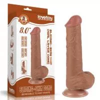 Фалоімітатор - Sliding-Skin Dual Layer Dong 8 Brown 3