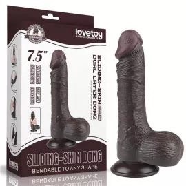 Фаллоимитатор - Sliding-Skin Dual Layer Dong 7.5 Black 3 - 1