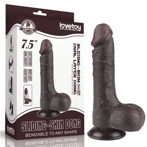 Фаллоимитатор - Sliding-Skin Dual Layer Dong 7.5 Black 3