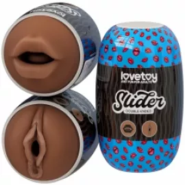 Мастурбатор - Slider Double-Ended Masturbator Mouth and Vagina Brown - 1