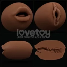 Мастурбатор - Slider Double-Ended Masturbator Mouth and Vagina Brown - 5