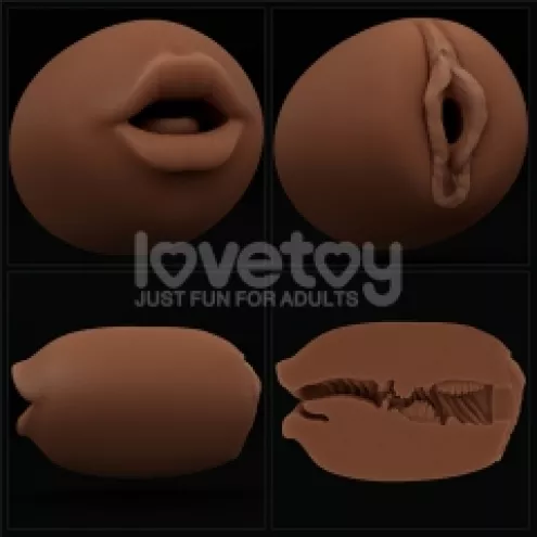 Мастурбатор - Slider Double-Ended Masturbator Mouth and Vagina Brown