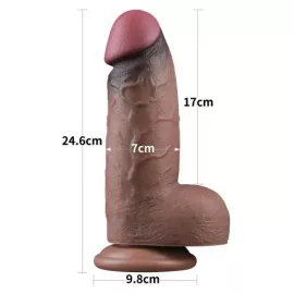 Фалоімітатор - Dual-Layered Silicone Cock XXL 9.5 Brown - 3