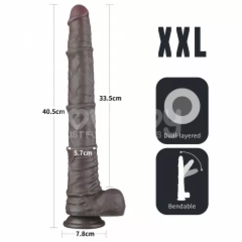 Фаллоимитатор - Dual Layered Bendable Silicone Cock XXL 16 Black