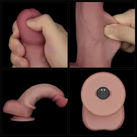 Реалистичный вибратор - Vibrating Sliding Skin Pro II Dual Layer Silicone Dong 8 Flesh - 6
