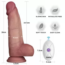 Реалистичный вибратор - Vibrating Sliding Skin Pro II Dual Layer Silicone Dong 8 Flesh - 5