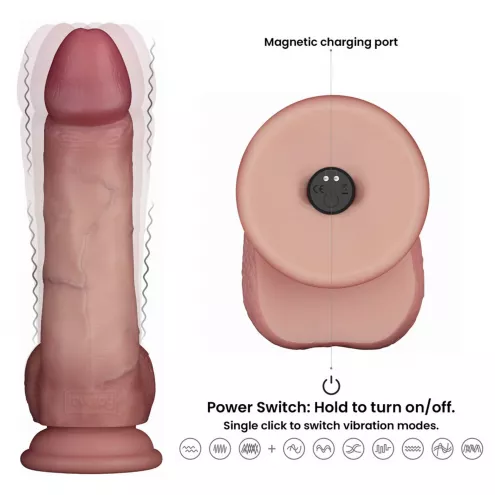 Реалистичный вибратор - Vibrating Sliding Skin Pro II Dual Layer Silicone Dong 8 Flesh