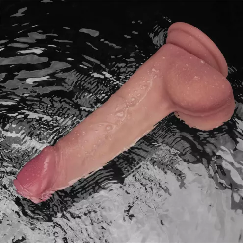 Реалистичный вибратор - Vibrating Sliding Skin Pro II Dual Layer Silicone Dong 8 Flesh