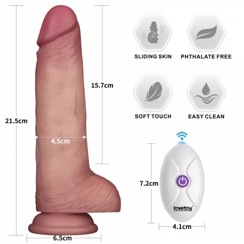 Реалистичный вибратор - Vibrating Sliding Skin Pro II Dual Layer Silicone Dong 8.5 Flesh