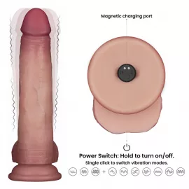 Реалистичный вибратор - Vibrating Sliding Skin Pro II Dual Layer Silicone Dong 8.5 Flesh - 2