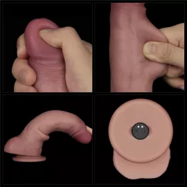 Реалистичный вибратор - Vibrating Sliding Skin Pro II Dual Layer Silicone Dong 8.5 Flesh - 3